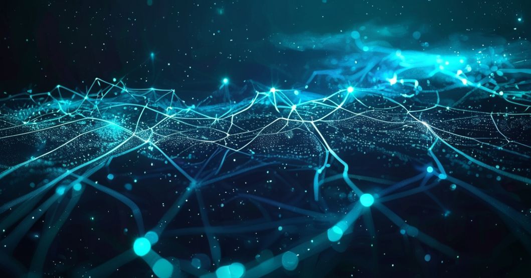 Hero image for "plans": Abstract interconnected pathways of light forming constellation map, nodes glowing with potential, d